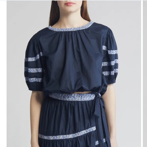 Nwt Merlette x Liberty London Magere Puff Sleeve Cotton Lawn Top sz XXL - Picture 1 of 6